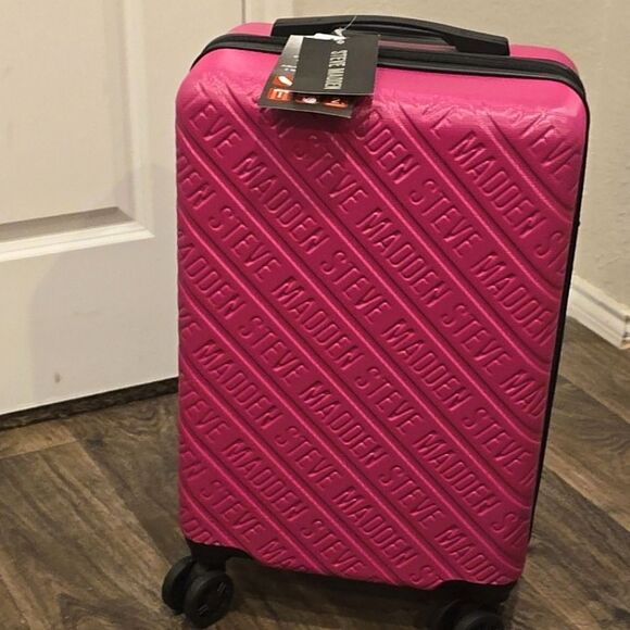 Steve Madden Branded Logo 20" Hard Side Logo Luggage- Rose - Picture 5 of 9